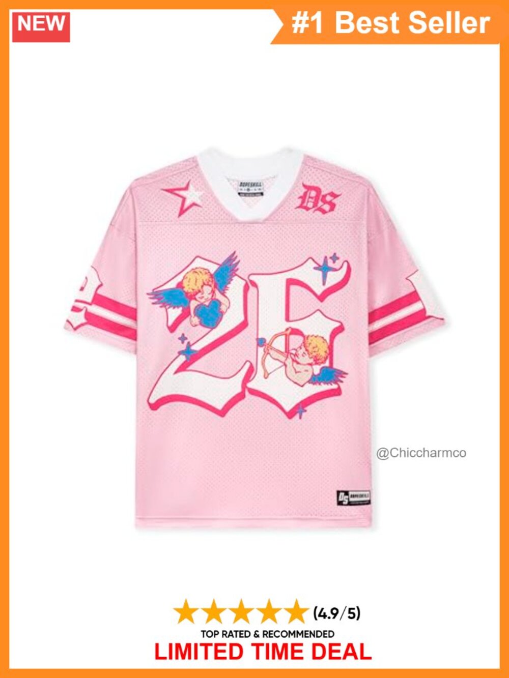 Oversized Jersey Graphic Tee V Neck Short Sleeve Streetwear